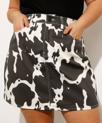 Saia-Curta-de-Sarja-Plus-Size-Estampada-Animal-Print-Vaca-Mindset-Off-White-1006476-Off_White_2