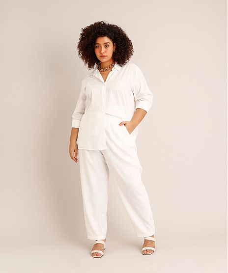 Calca-Plus-Size-de-Alfaiataria-Cintura-Alta-com-Pregas-e-Cos-Elastico-Off-White-1001092-Off_White_1