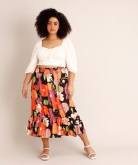 Saia-Plus-Size-Midi-Estampada-Floral-com-Lastex-e-Babado-Preta-1002168-Preto_1