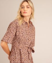 Vestido-Midi-Chemise-de-Algodao-Basico-Estampo-Animal-Print-com-Faixa-para-Amarrar-Manga-Curta-Bege-Escuro-9999119-Bege_Escuro_4