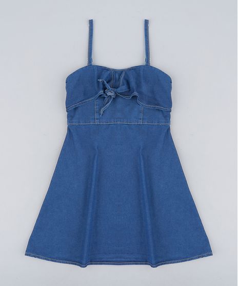 Vestido-Infantil-Jeans-Evase-com-No-Alcas-Finas-Decote-Redondo-Azul-Escuro-9232772-Azul_Escuro_1