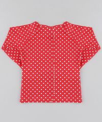 Blusa-de-Praia-Infantil-Minnie-Estampada-de-Poas-com-Protecao-UV50--Manga-Longa-Decote-Redondo-Vermelha-9231641-Vermelho_2