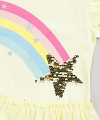 Vestido-Infantil-Arco-Iris-com-Paete-Dupla-Face-Manga-Curta-Decote-Redondo-Amarelo-Claro-9277946-Amarelo_Claro_4