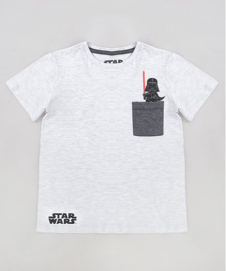 Camiseta-Infantil-Darth-Vader-com-Bolso-Manga-Curta-Gola-Careca-Cinza-Mescla-Claro-9281448-Cinza_Mescla_Claro_1