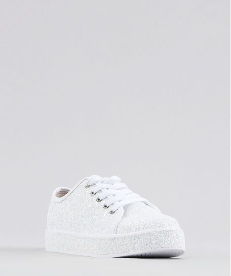 tenis glitter branco