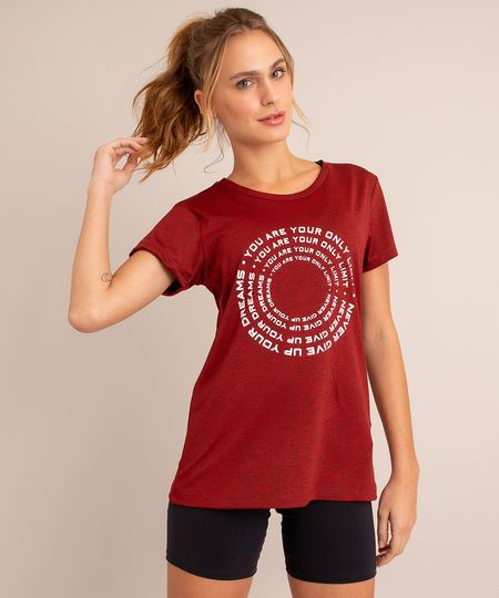 Blusa Esportiva Feminina Manga Curta Vermelha frente Blusa Esportiva Feminina Manga Curta Vermelha frente