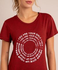 Blusa Esportiva Feminina Manga Curta Vermelha detalhe estampa
