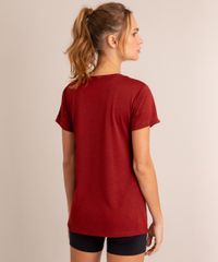 Blusa Esportiva Feminina Manga Curta Vermelha costas