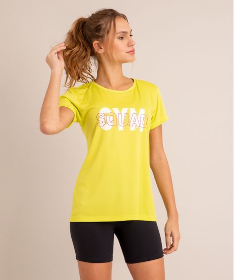 Blusa Esportiva Feminina Decote Redondo Verde Neon frente