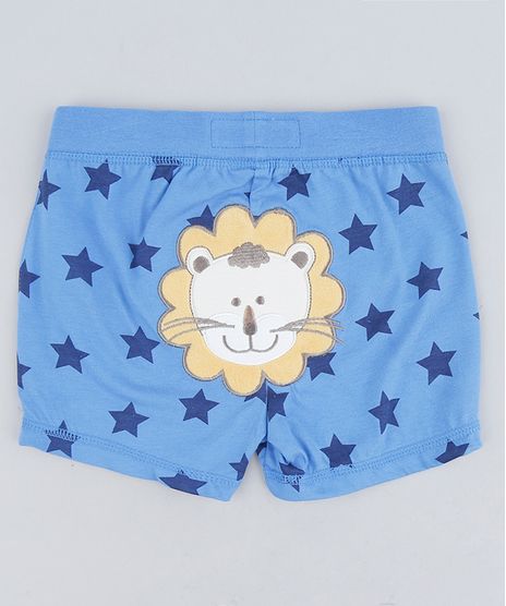 Short-Infantil-Leao-Estampado-de-Estrelas-em-Algodao---Sustentavel-Azul-9110036-Azul_1