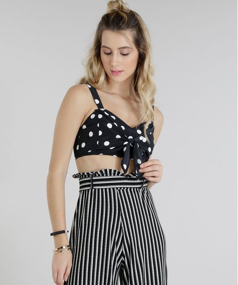 Top-Cropped-Feminino-Estampado-de-Poas-com-No-Preto-9188254-Preto_1
