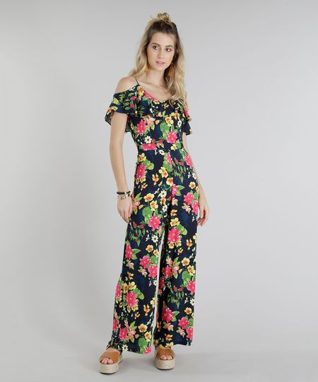 Macacao-Feminino-Open-Shoulder-Estampado-Floral-com-Babado-Azul-Marinho-9185701-Azul_Marinho_1