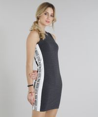 Vestido-Feminino-Curto-Faixa-Lateral-Sem-Manga-Decote-Redondo-Cinza-Mescla-Escuro-9273379-Cinza_Mescla_Escuro_1