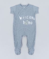 Macacao-Infantil--Welcome-Home--Manga-Curta-Gola-Careca-em-Algodao---Sustentavel-Cinza-Mescla-9114233-Cinza_Mescla_1