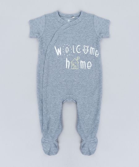 Macacao-Infantil--Welcome-Home--Manga-Curta-Gola-Careca-em-Algodao---Sustentavel-Cinza-Mescla-9114233-Cinza_Mescla_1