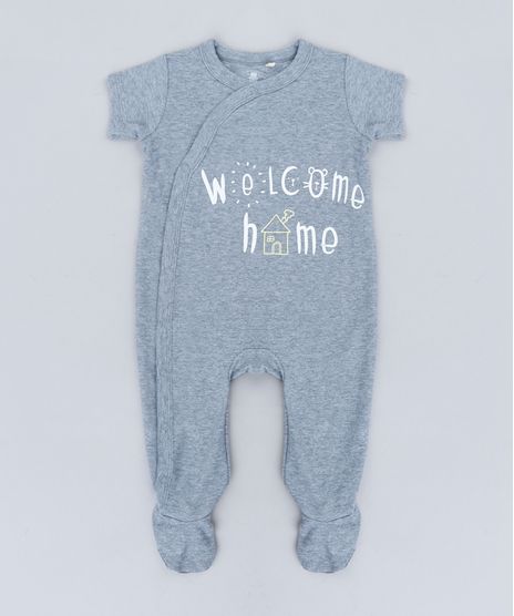 Macacao-Infantil--Welcome-Home--Manga-Curta-Gola-Careca-em-Algodao---Sustentavel-Cinza-Mescla-9114233-Cinza_Mescla_1