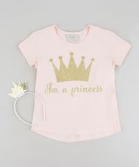 Blusa-Infantil--I-m-a-Princess--com-Glitter-Manga-Curta-Decote-Redondo---Tiara-com-Paetes-Rose-9258956-Rose_1
