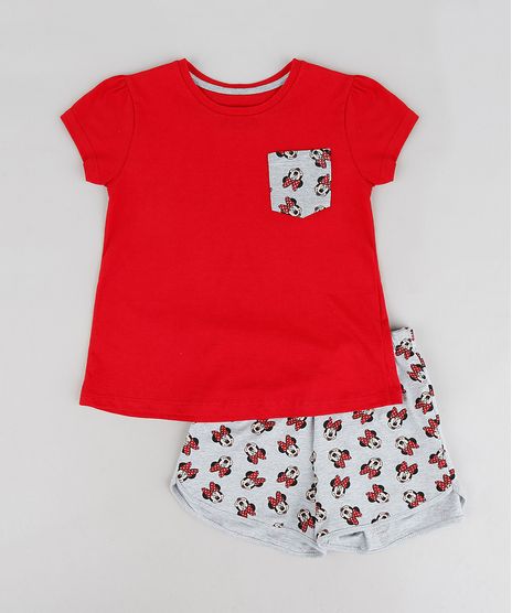 Pijama-Infantil-Minnie-com-Bolso-Manga-Curta-Decote-Redondo-Vermelho-9223961-Vermelho_1
