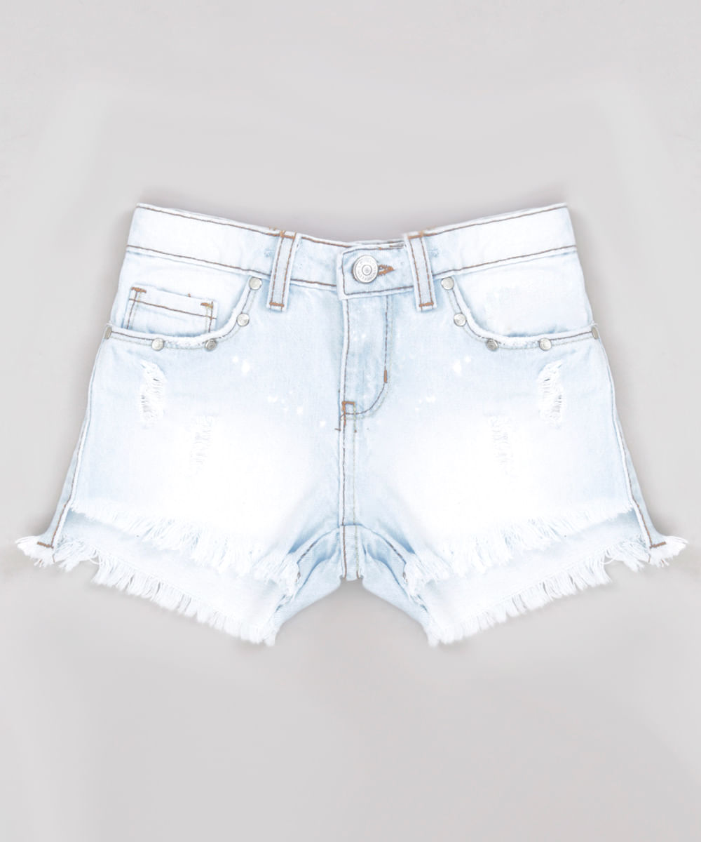 shorts jeans branco infantil