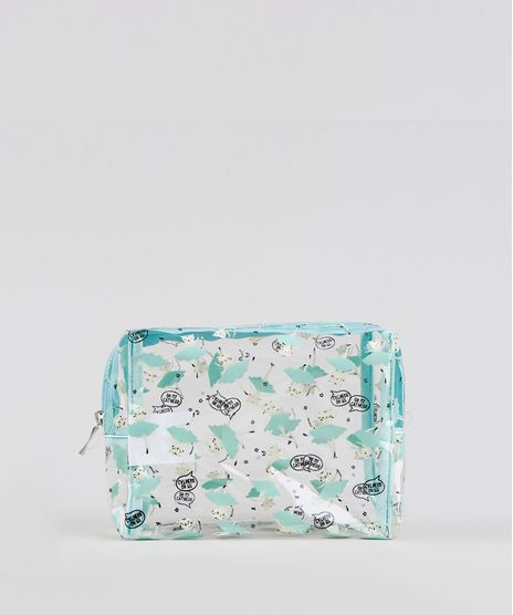 Necessaire-Feminina-Estampada-de-Gatinhas-Verde-Agua-9236892-Verde_Agua_1