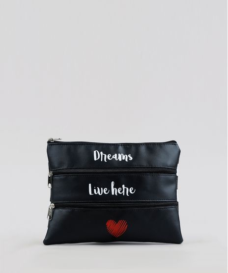 Necessaire-Feminina-com-Divisorias-Estampada-de-Poa-Preta-9243561-Preto_1