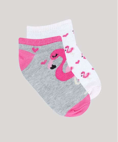 Kit-de-2-Meias-Infantis-Soquete-Estampadas-Flamingo-Multicor-9263887-Multicor_1