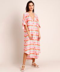 Saida-de-Praia-Chemise-Longa-de-Viscose-Listrada-Manga-Curta-Decote-V-Laranja-1012678-Laranja_1