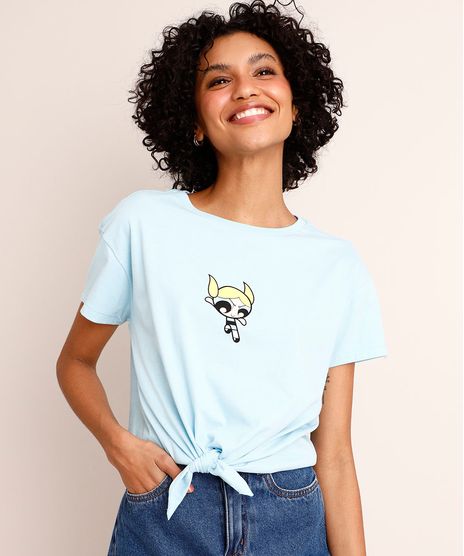 Camiseta-Cropped-de-Algodao-Lindinha-Meninas-Super-Poderosas-com-No-Manga-Curta-Decote-Redondo--Azul-1003384-Azul_1