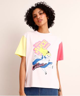 Camiseta-de-Algodao-Alice-no-Pais-das-Maravilhas-Manga-Curta-Decote-Redondo--Lilas-1003169-Lilas_1