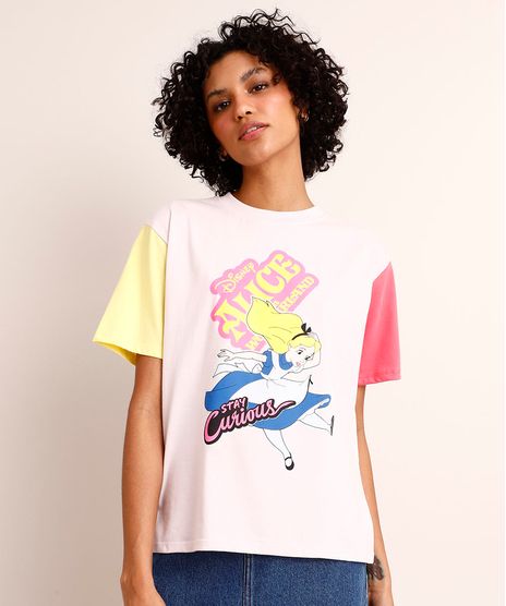 Camiseta-de-Algodao-Alice-no-Pais-das-Maravilhas-Manga-Curta-Decote-Redondo--Lilas-1003169-Lilas_1
