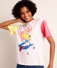 Camiseta-de-Algodao-Alice-no-Pais-das-Maravilhas-Manga-Curta-Decote-Redondo--Lilas-1003169-Lilas_4