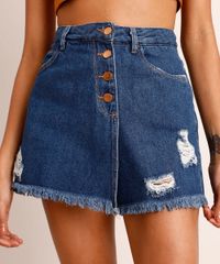 Short-Saia-de-Jeans-Cintura-Alta-Assimetrico-com-Puidos--Azul-Escuro-1003812-Azul_Escuro_2