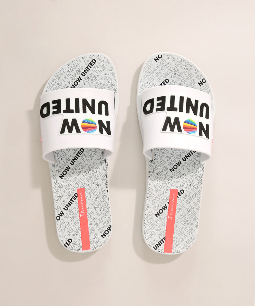 Chinelo Slide Infantil Grendene Now United Branco