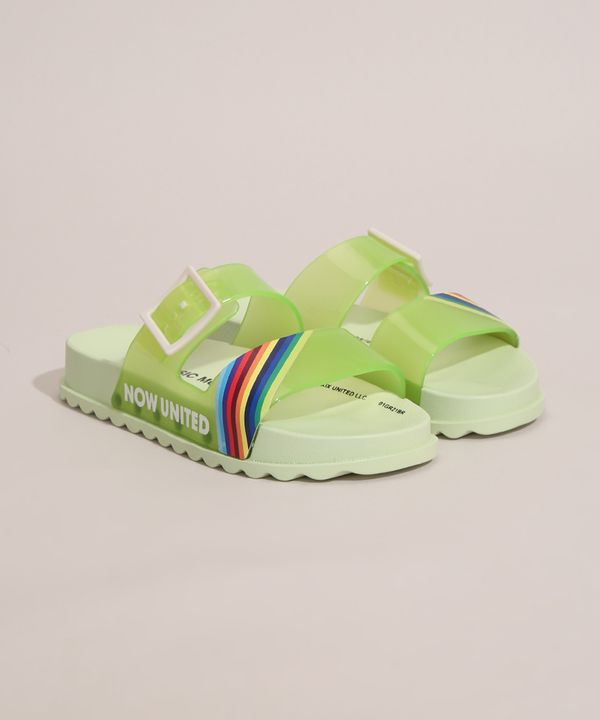 Chinelo Slide Infantil Now United com Fivela Grandene Verde 28
