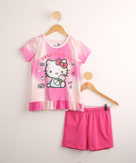 Conjunto-de-Blusa-Hello-Kitty-Estampada-Tie-Dye-Manga-Curta----Short-Rosa-9994827-Rosa_1