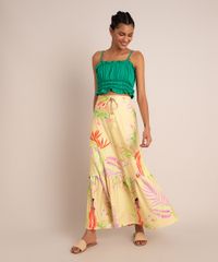 Saia-Evase-Longa-Texturizada-Estampada-Folhagens-com-Recorte-e-Cordao-Amarelo-Claro-9998839-Amarelo_Claro_1