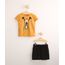 Conjunto-Infantil-de-Camiseta-Pluto-Manga-Curta-Mostarda---Bermuda-de-Moletom--Preta-9994747-Preto_1