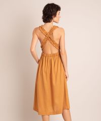 Vestido-Midi-de-Linho-Alca-Larga-com-Babado-Decote-Reto-Caramelo-9998720-Caramelo_2