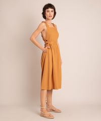 Vestido-Midi-de-Linho-Alca-Larga-com-Babado-Decote-Reto-Caramelo-9998720-Caramelo_3