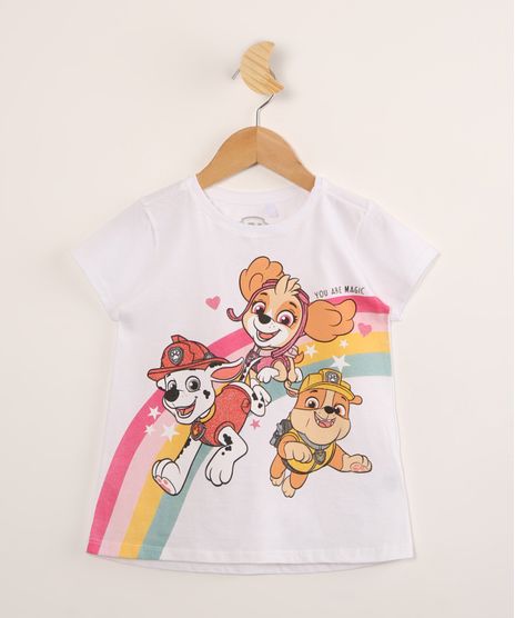 Blusa-Infantil-de-Algodao-Patrulha-Canina-com-Glitter-Manga-Curta-Off-White-9995290-Off_White_1
