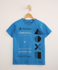 Camiseta-Juvenil-de-Algodao-PlayStation-Manga-Curta-Azul-9996699-Azul_1