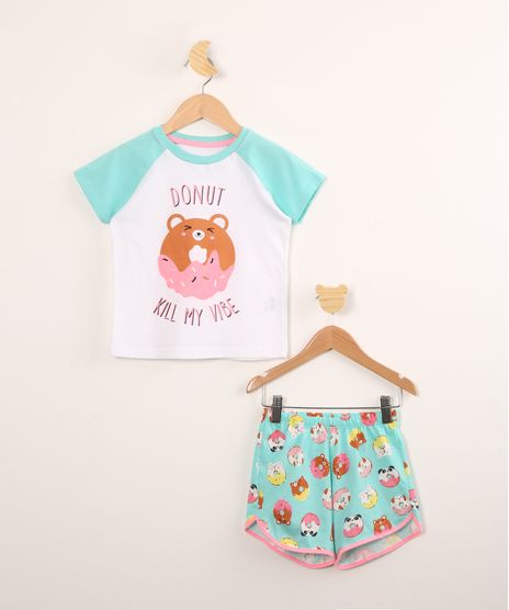 Pijama-Infantil-de-Algodao---Donut-Kill-My-Vibe--com-Glitter-Manga-Curta--Branca-9997908-Branco_1