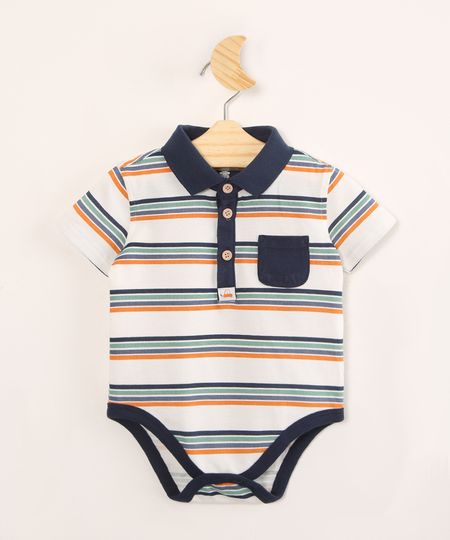 Body-Infantil-de-Algodao-Estampado-Listrado-com-Bolso-Manga-Curta--Branco-9987935-Branco_1
