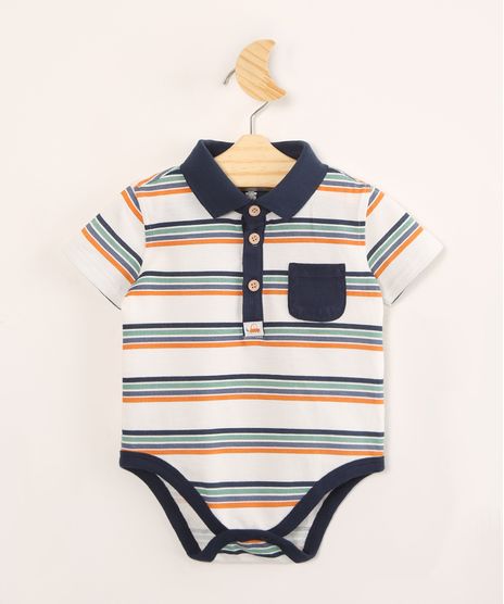 Body-Infantil-de-Algodao-Estampado-Listrado-com-Bolso-Manga-Curta--Branco-9987935-Branco_1
