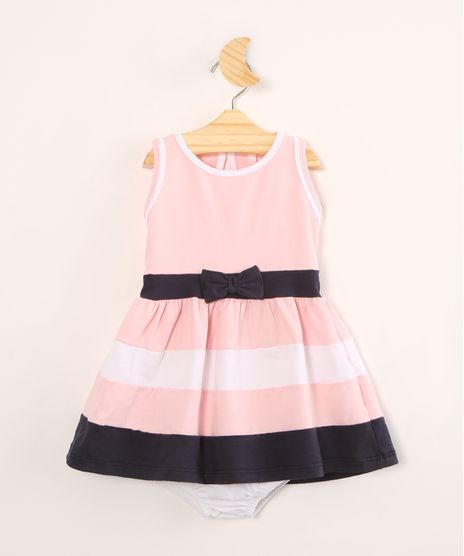 Vestido-Infantil-com-Laco-e-Listras-Sem-Manga---Calcinha--Rosa-Claro-1004523-Rosa_Claro_1