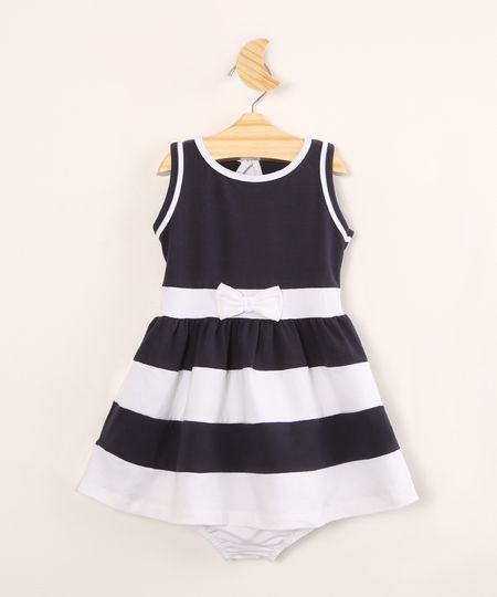 Vestido-Infantil-com-Laco-e-Listras-Sem-Manga---Calcinha--Azul-Marinho-1004520-Azul_Marinho_1