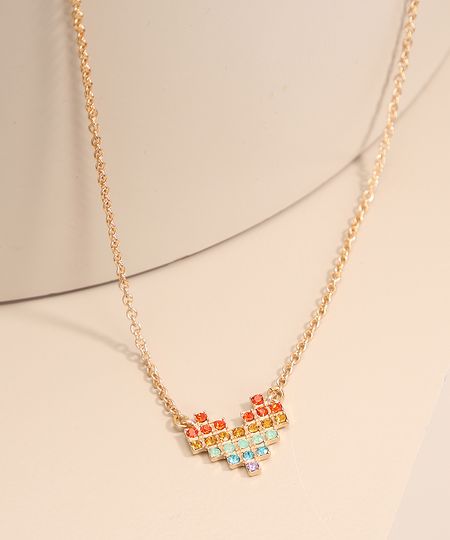 Colar-com-Pingente-de-Coracao-Colorido-Dourado-9991964-Dourado_1