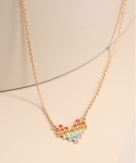 Colar-com-Pingente-de-Coracao-Colorido-Dourado-9991964-Dourado_1