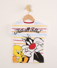Blusa-Infantil-de-Algodao-Piu-Piu-e-Frajola-com-Glitter-Manga-Curta-Off-White-9995028-Off_White_1