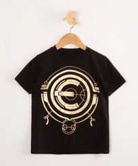 Camiseta-Infantil-de-Algodao-Eternos-Manga-Curta--Preta-9999271-Preto_1